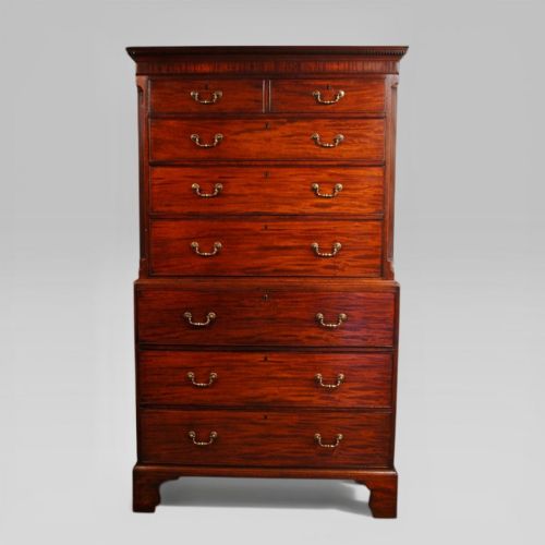 CHIPPENDALE PERIOD MAHOGANY SECRETAIRE BOOKCASE - ADDITIONAL PHOTO 1