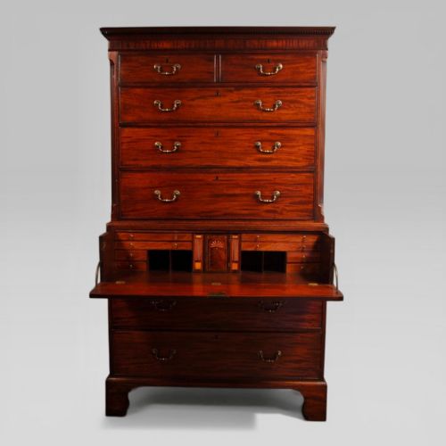 CHIPPENDALE PERIOD MAHOGANY SECRETAIRE BOOKCASE - ADDITIONAL PHOTO 2