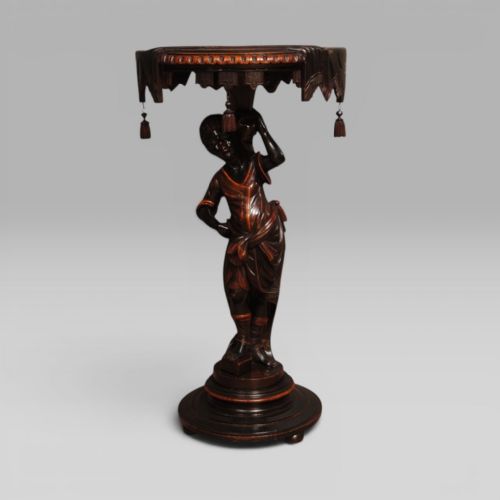 A VENETIAN CARVED AND POLYCHROMED BLACKAMOOR TABLE