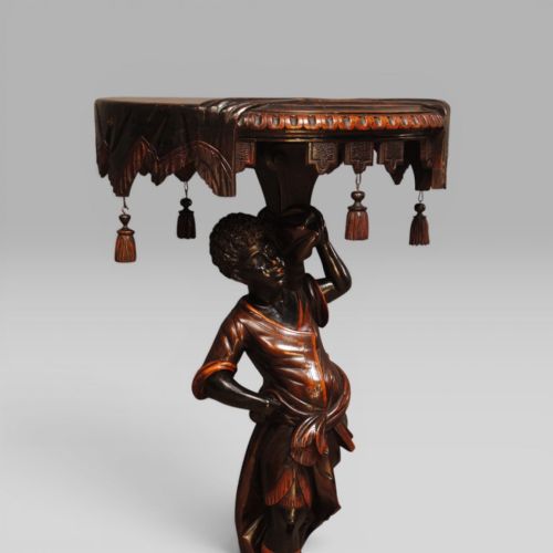 A VENETIAN CARVED AND POLYCHROMED BLACKAMOOR TABLE - ADDITIONAL PHOTO 1
