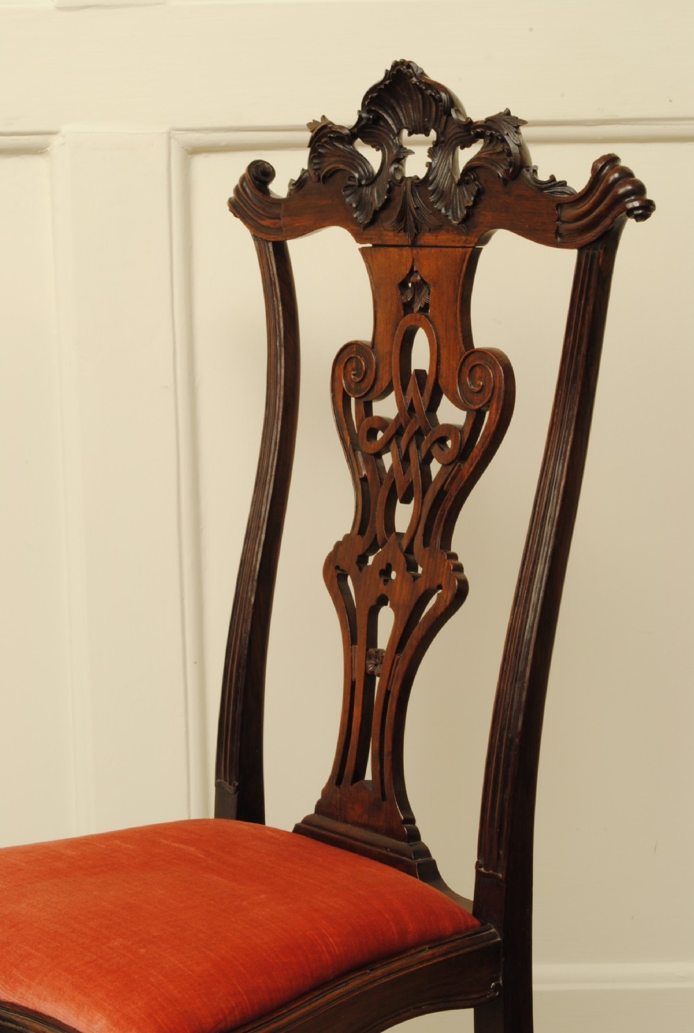 A set of four carved rosewood cabriole leg Portuguese chairs View II