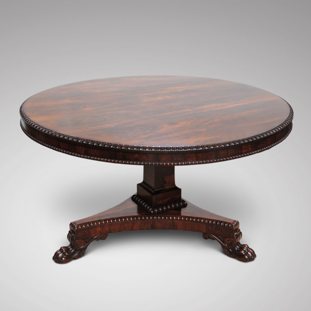 A fine regency period rosewood centre or breakfast table  View II