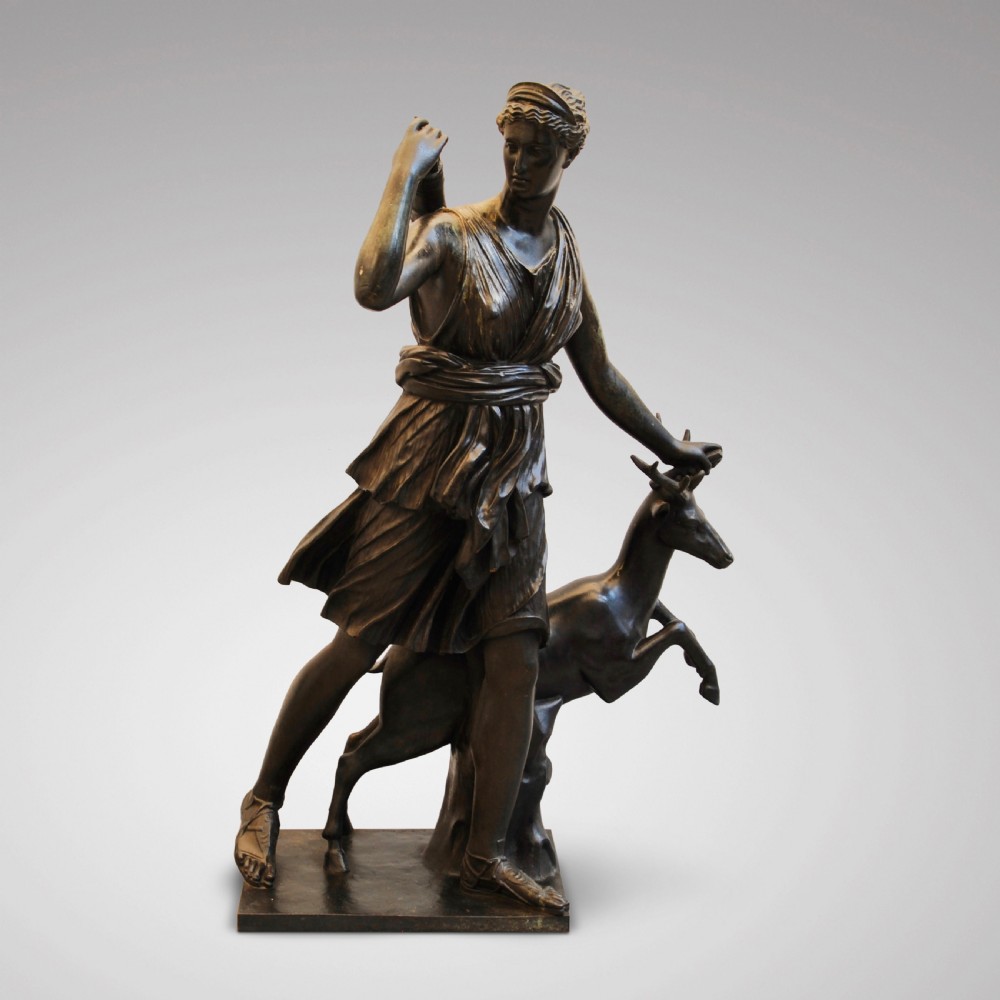 A fine and large bronze of Diana the Huntress