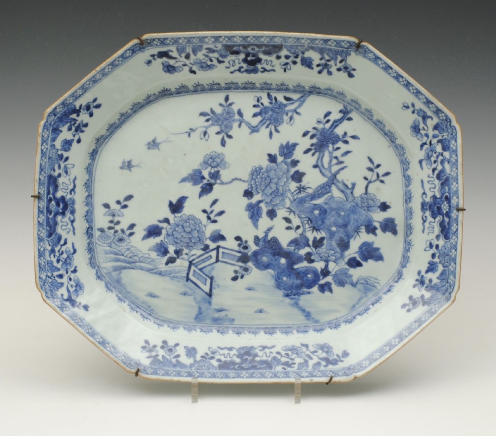 CHINESE BLUE AND WHITE MEAT PLATE