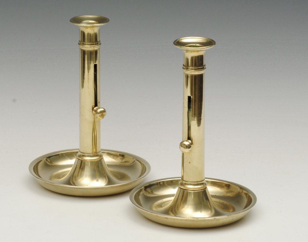 RARE LARGE PAIR OF 18TH CENTURY SIDE EJECTOR CHAMBERSTICKS