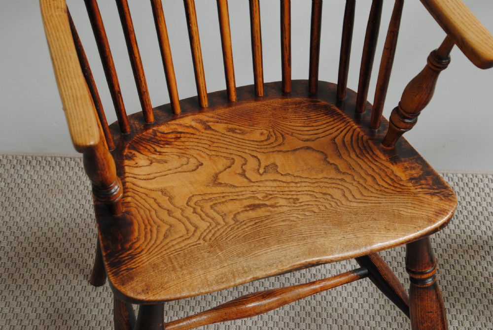 PAIR OF 19TH CENTURY ASH AND ELM STICK BACK WINDSOR ARMCHAIRS View IV