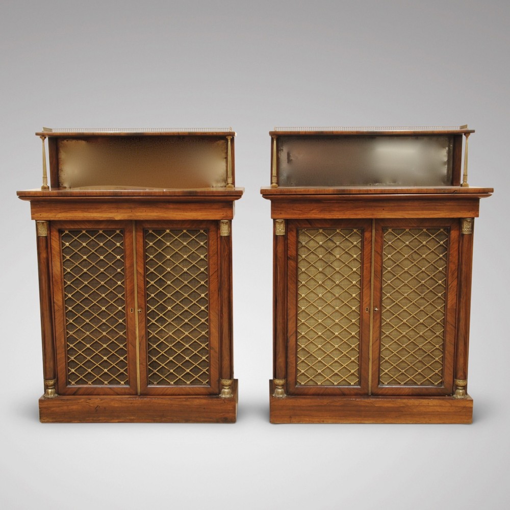PAIR OF REGENCY ROSEWOOD SIDE CABINETS