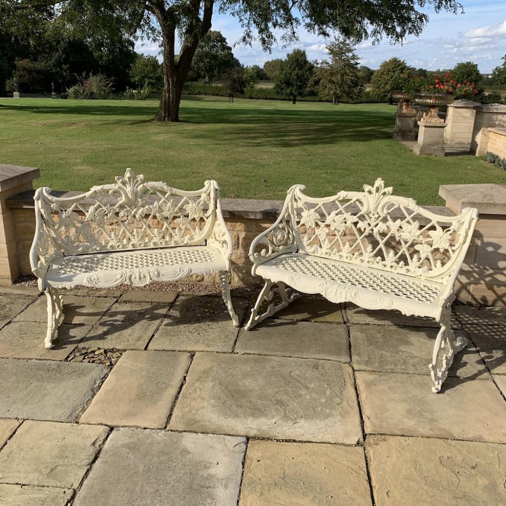 SUPERB PAIR OF 19TH CENTURY CAST IRON GARDEN BENCHES