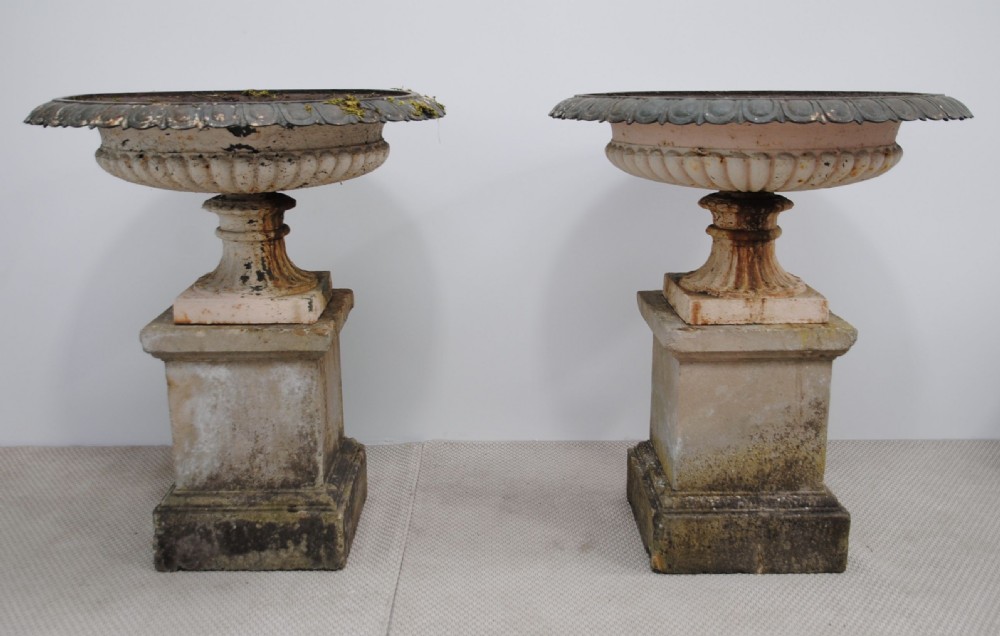 MASSIVE PAIR OF 19TH CENTURY CAST IRON URNS View III