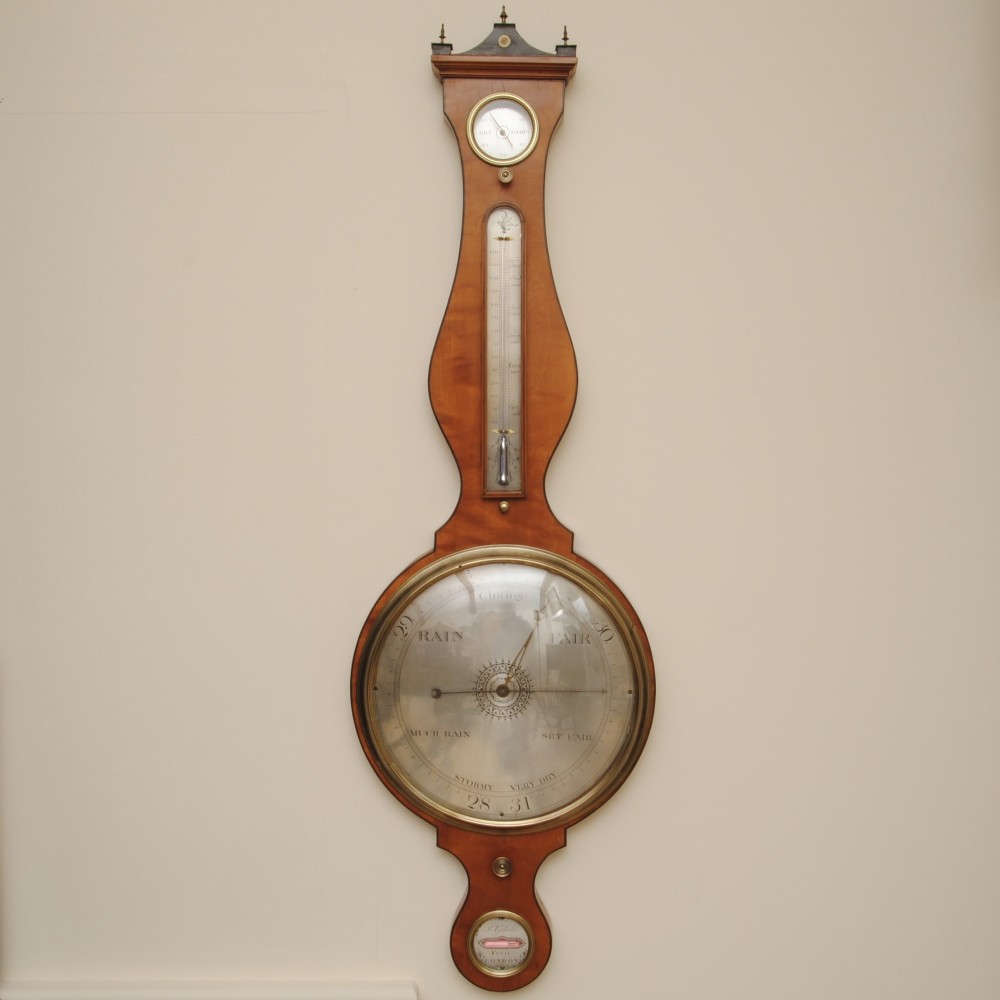 12' DIAL REGENCY SATIN WOOD WHEEL BAROMETER