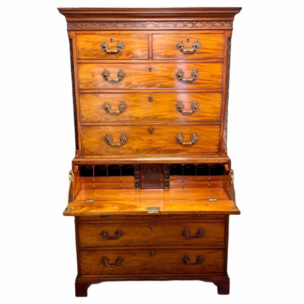 A GEORGE III PERIOD MAHOGANY SECRETAIRE TALLBOY