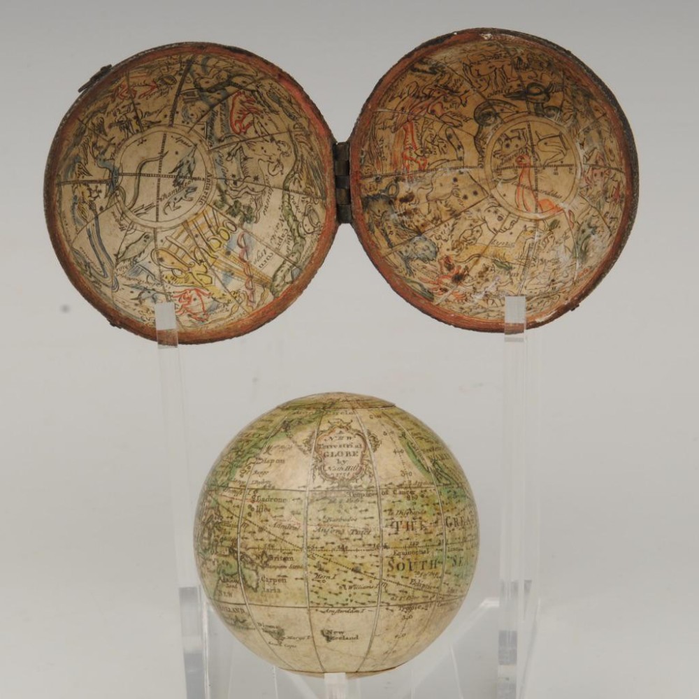 A FINE EXAMPLE OF A 1754 NATHANIEL HILL POCKET GLOBE