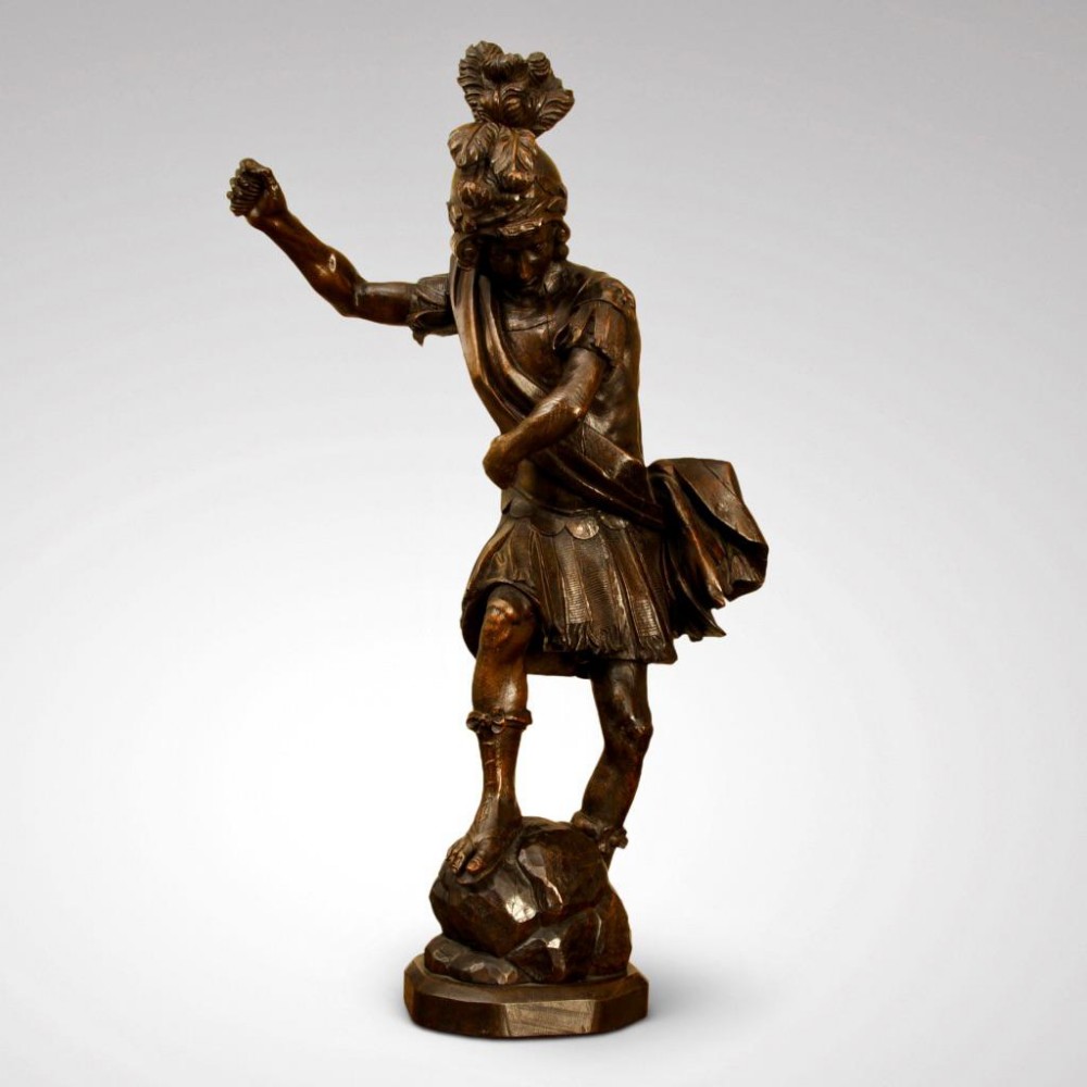 FLEMISH CARVED OAK FIGURE OF SAINT GEORGE