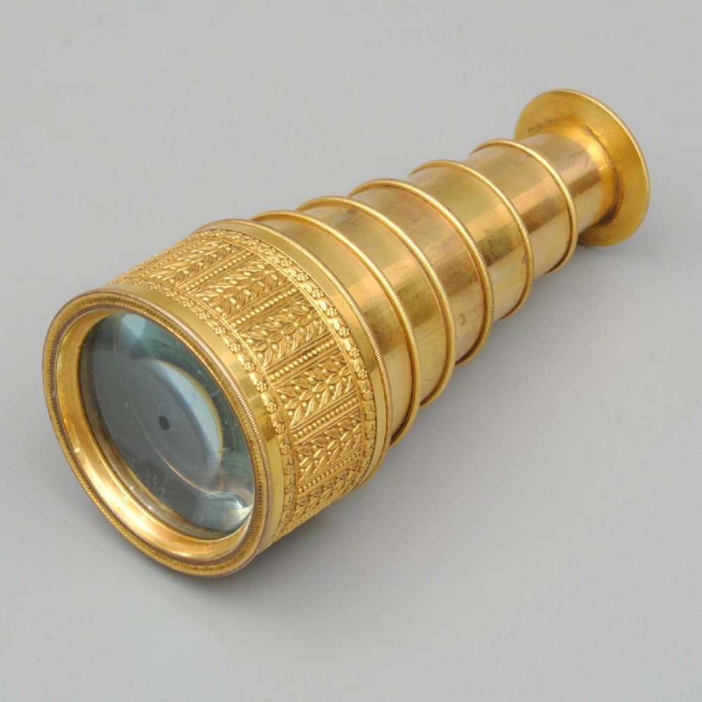 19TH CENTURY GILT BRASS SPY GLASS TELESCOPE