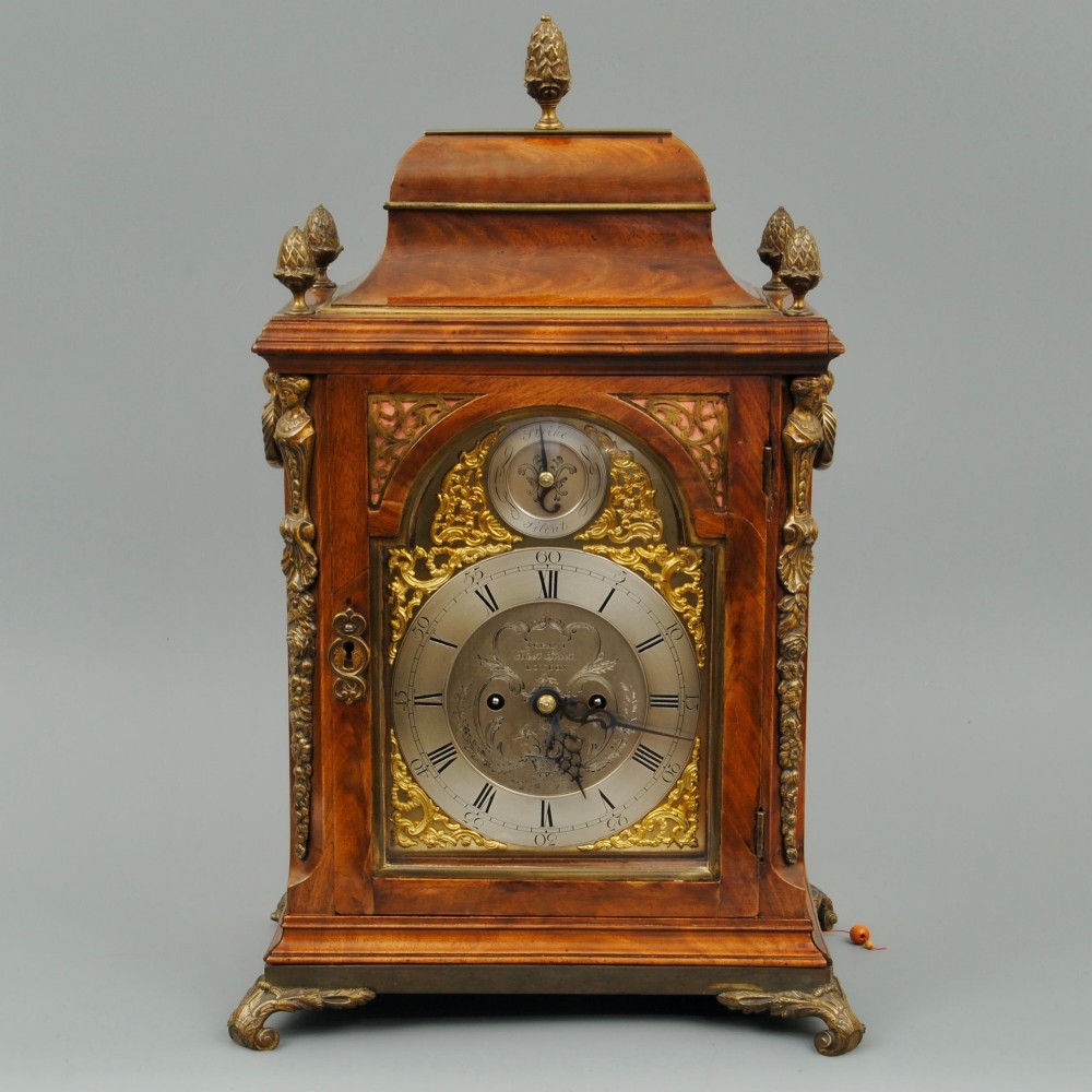 A LATE 18TH CENTURY MAHOGANY AND ORMOLU MOUNTED BRACKET CLOCK
