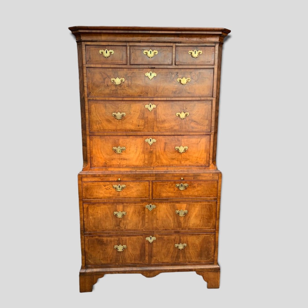 AN 18TH CENTURY WALNUT CHEST ON CHEST