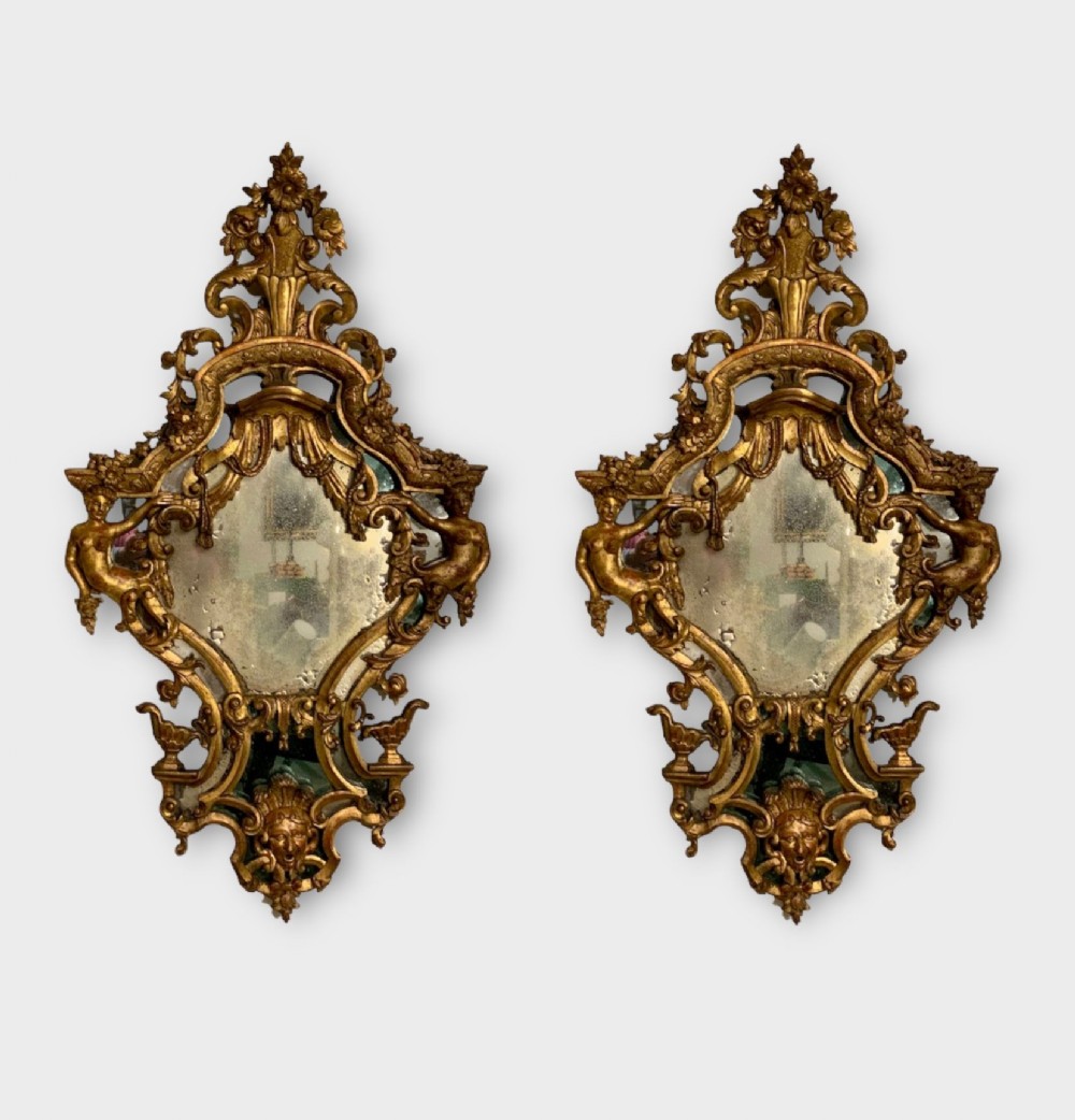A PAIR OF LATE 18TH CENTURY ITALIAN MIRRORS OF GOOD SIZE