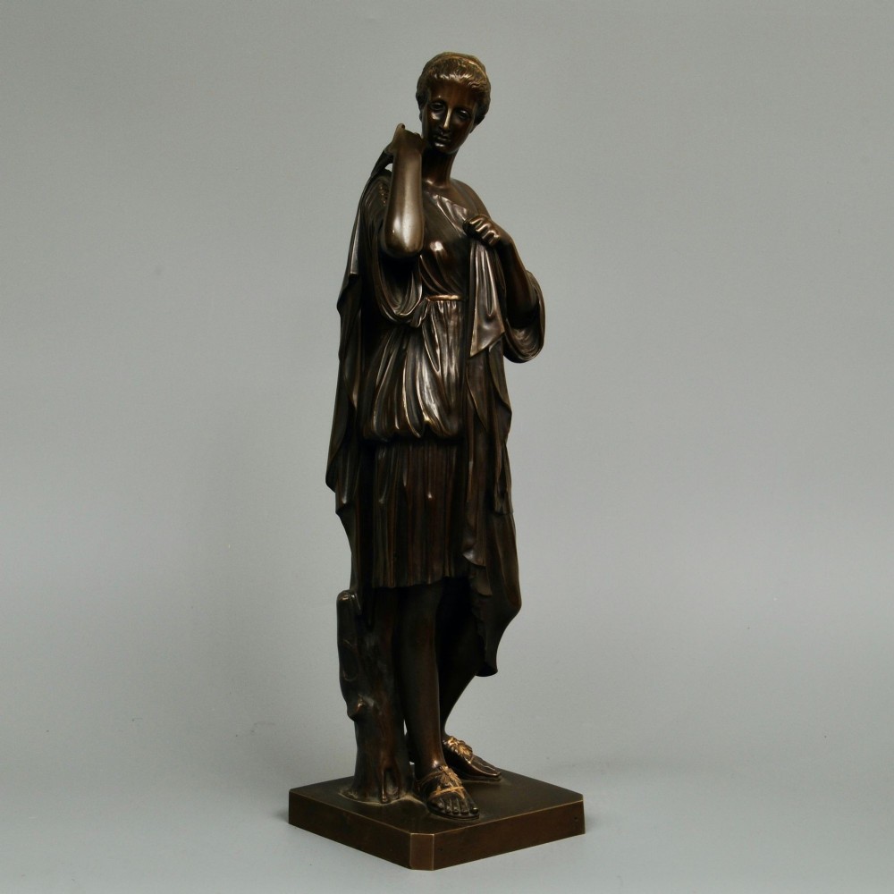 A 19TH CENTURY BRONZE OF DIANA