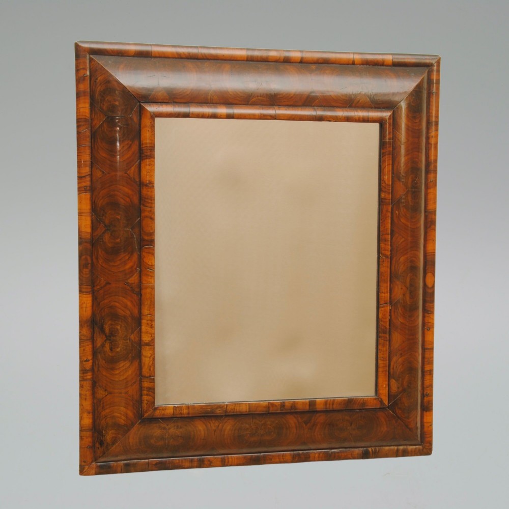 17TH CENTURY OYSTER VENEERED CUSHION MIRROR