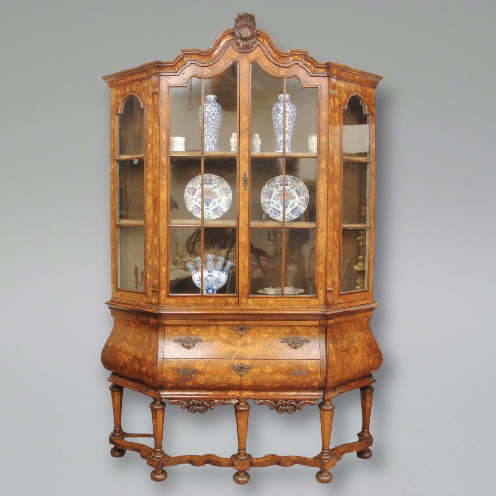 A FINE DUTCH MARQUETRY DISPLAY CABINET