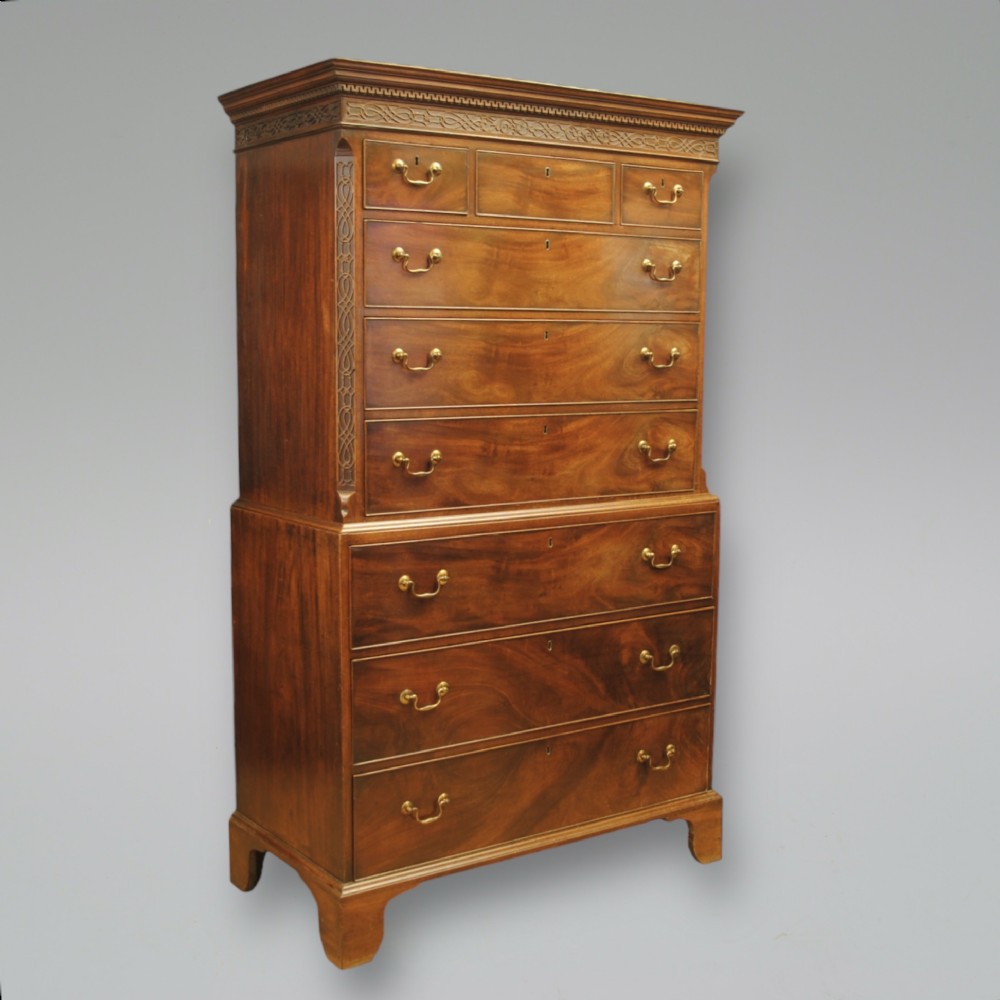 A CHIPPENDALE PERIOD MAHOGANY TALLBOY