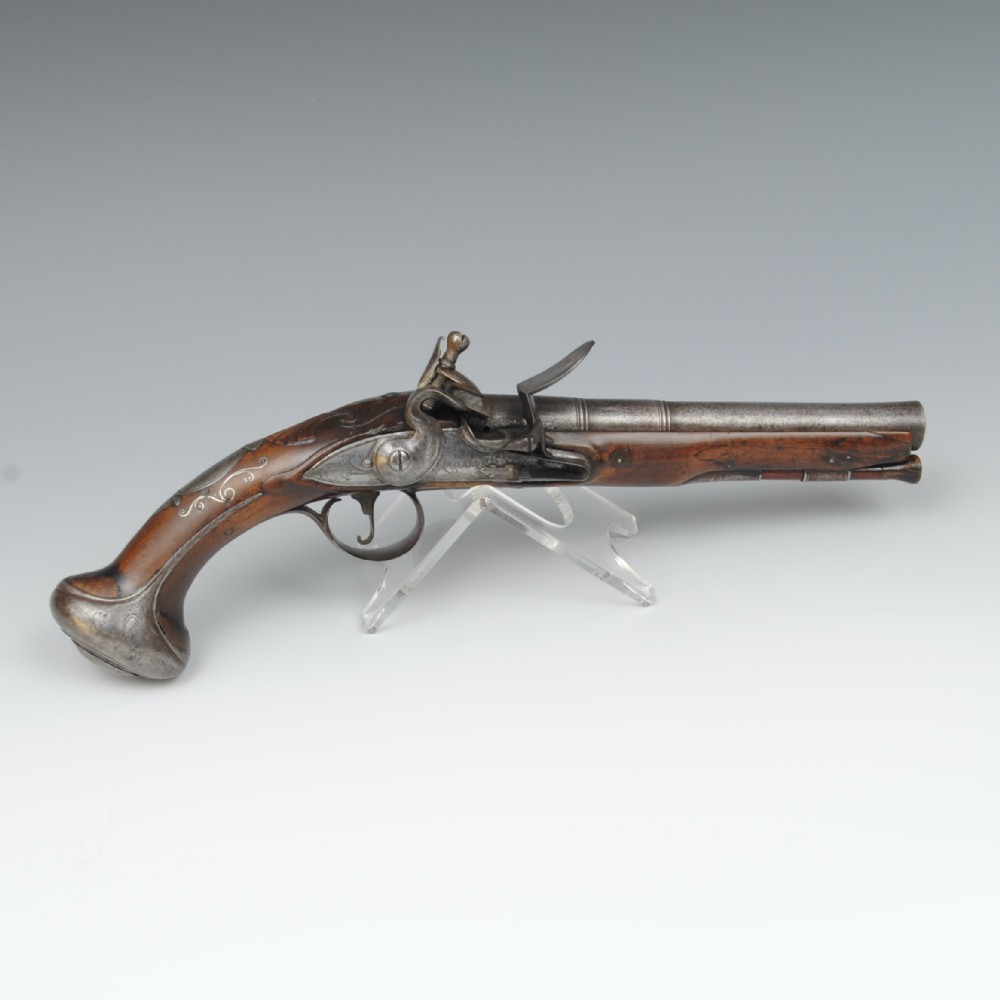 AN 18TH CENTURY FLINTLOCK HOLSTER PISTOL BY RICHARDS