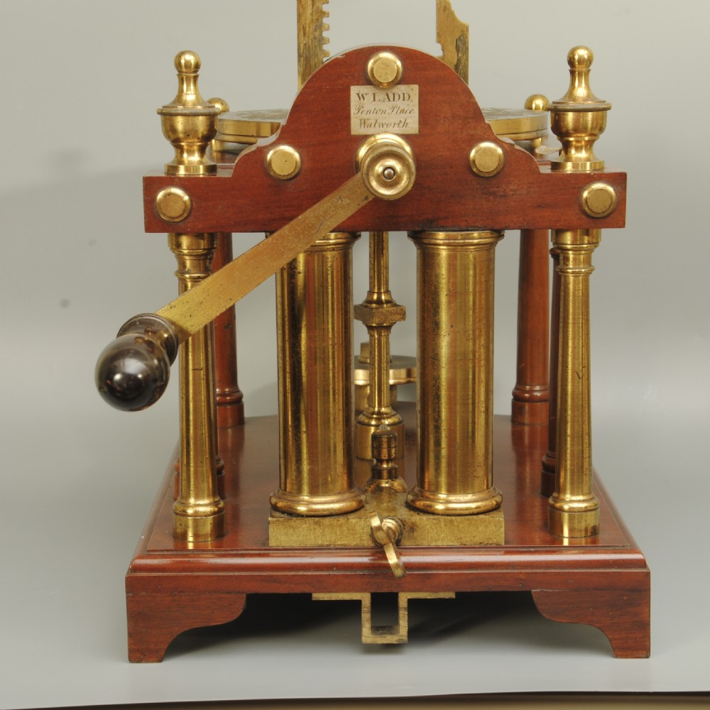 SUPERB EXAMPLE OF A BRASS AND MAHOGANY VACUUM PUMP View VI