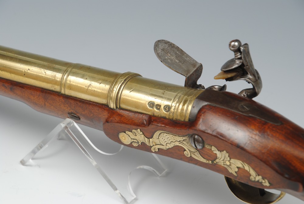 18TH CENTURY BRASS BARRELLED FLINTLOCK BLUNDERBUSS View V