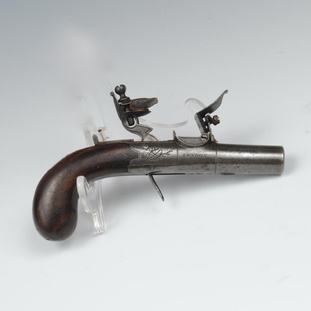 A FLINTLOCK BOX LOCK POCKET PISTOL