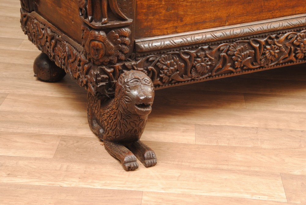 A RARE SPANISH COLONIAL CARVED COFFER View II