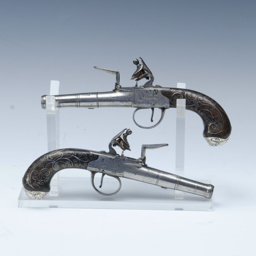 PAIR OF CANNON BARREL POCKET PISTOLS BY TURVEY