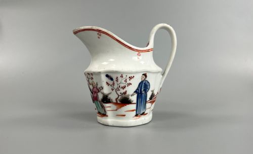 An early 19thc New Hall "Boy and a butterfly" creamer c.1810