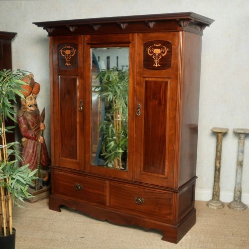 Edwardian Wardrobe Mahogany Mirrored