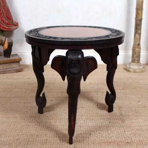 Indian Elephant Table Carved