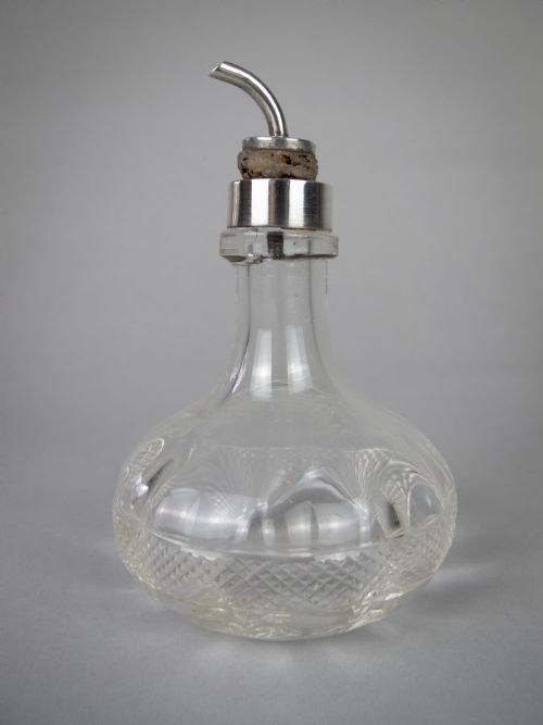 Sterling Silver and Glass Bitters Bottle by John Grinsell & Sons, 1913.