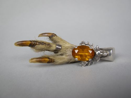 Scottish Silver Lucky Grouse Foot Brooch by Ward Brothers, Glasgow, 1949
