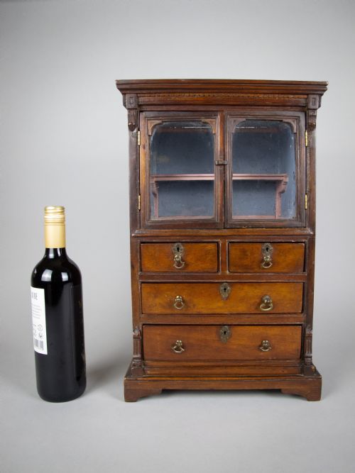 fig 1. George III Miniature Mahogany Glass Fronted Cabinet - Apprentice Piece.