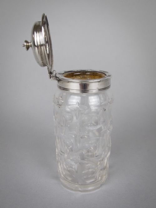 fig 1. Sterling Silver Glass Condiment Pot by Lee & Wigfull, Sheffield, 1880.