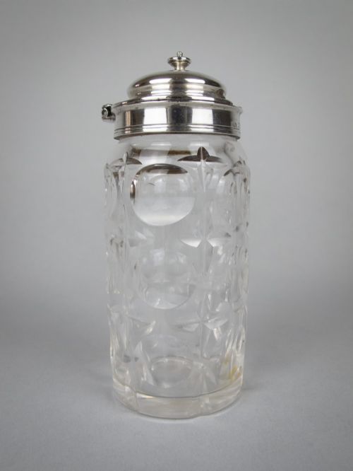 Sterling Silver Glass Condiment Pot by Lee & Wigfull, Sheffield, 1880.