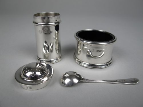 fig 1. Scottish Sterling Silver Four Piece Cruet Set by James Weir, Glasgow, 1924.