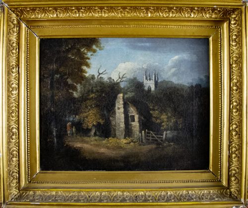 Early 19th Century Oil of Weston Church, Bath, in the Manner of Thomas Gainsborough, by Norwich School Artist.
