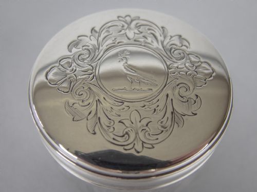 fig 1. Sterling Silver Vanity Pot by Thomas Johnson, London, 1855.
