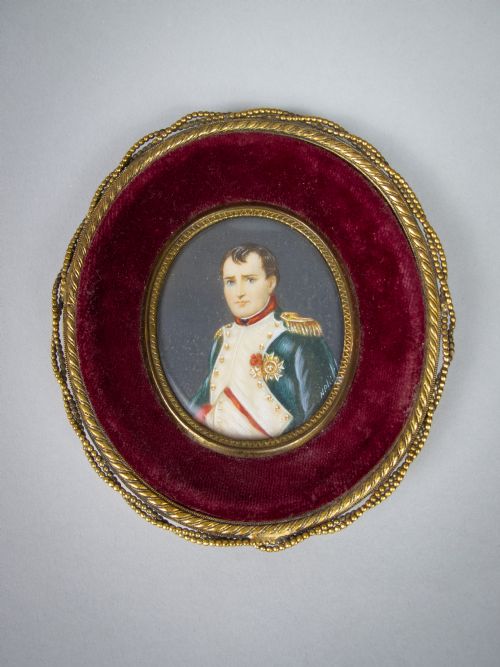 19th Century Portrait Miniature of Napoleon Bonaparte - Velvet & Gilt Frame.