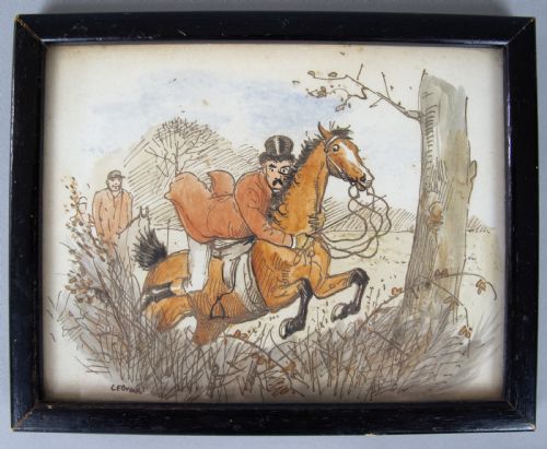 fig 1. Charles Edmund Brock (1870-1938), 3 x Original Ink & Watercolour Hunting Illustrations