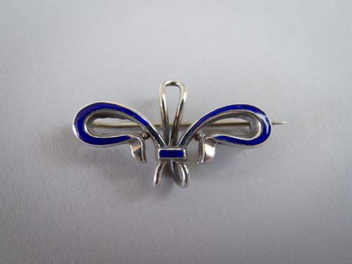 Sterling Silver & Blue Enamel Brooch by Rolason Brothers, 1908.