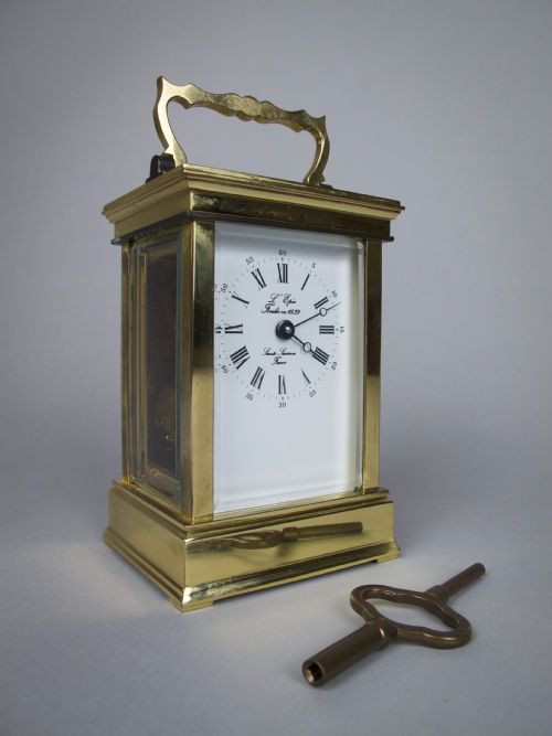 fig 2. 20th Century L'Epee French Brass Carriage Clock With 8 Day Movement.