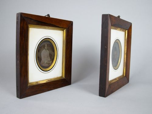 fig 1. Pair of 19th Century Daguerreotypes (Young Ladies) In Original Gilt Wood Frames