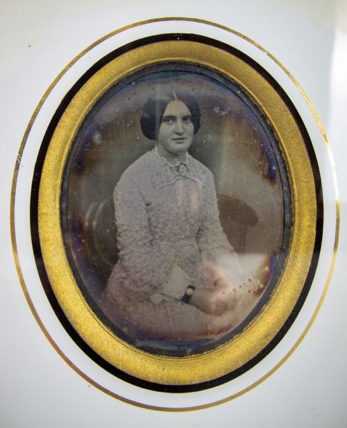 fig 4. Pair of 19th Century Daguerreotypes (Young Ladies) In Original Gilt Wood Frames