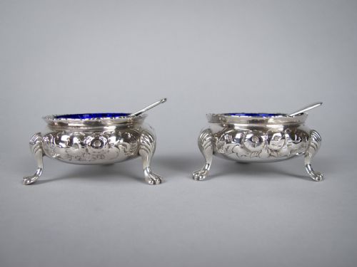 fig 2. Pair of Large Silver Salt Cellars by Robert Harper, London, 1865 - In Original Case.