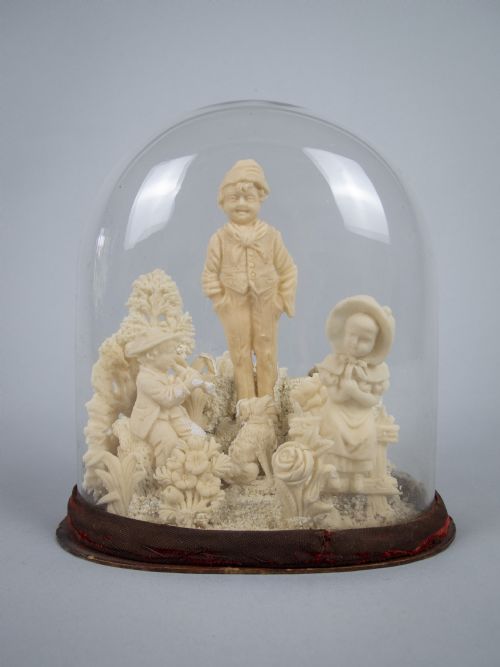 Unusual 19th Century Wax Work Diorama in Original Glass Dome
